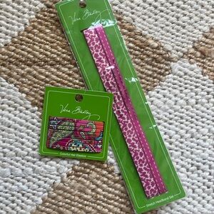 NWT Vera Bradley Pink Paisley Hair Elastics + Stretchy Headband Set